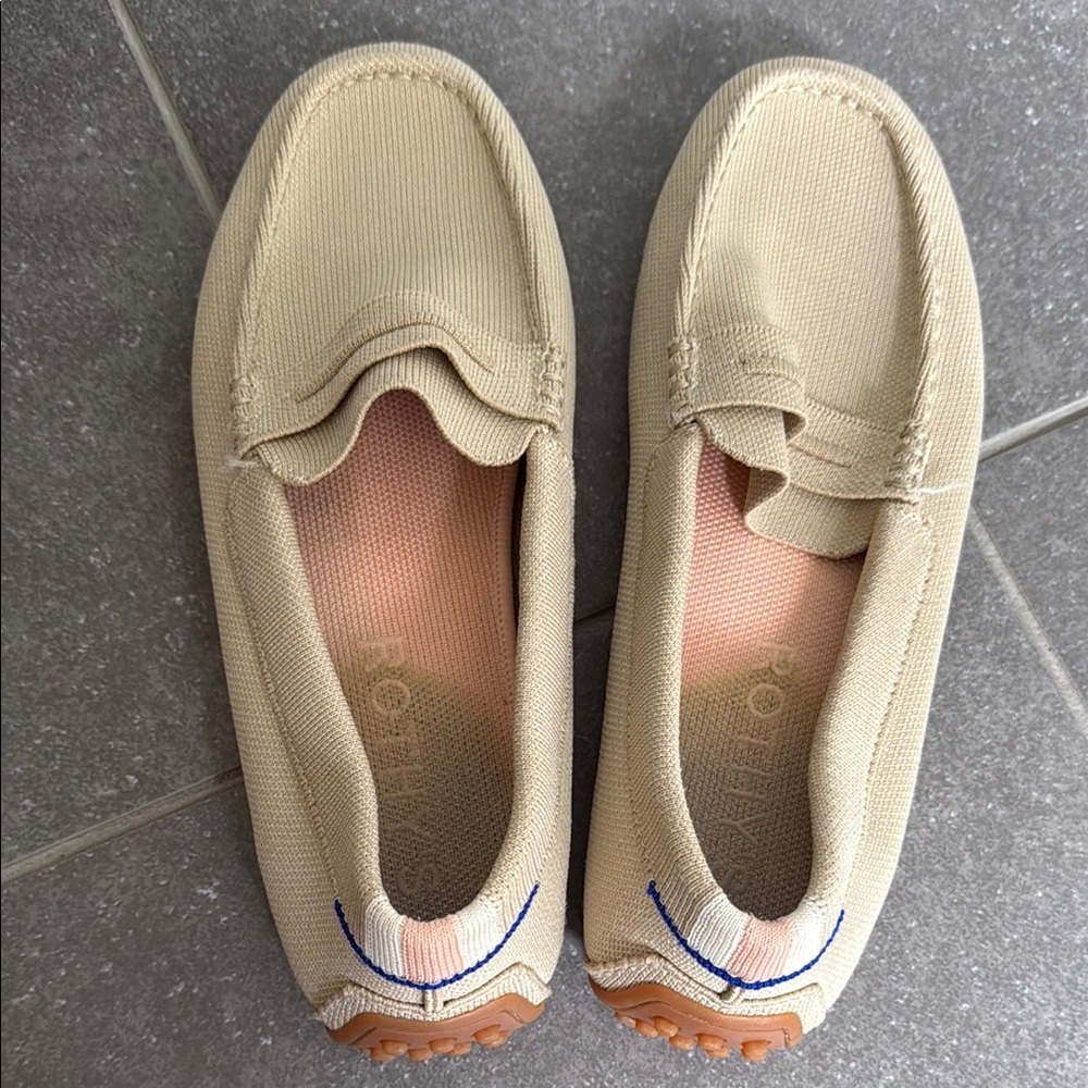 Rothy’s Beige Canvas Slip-On Driving Loafers